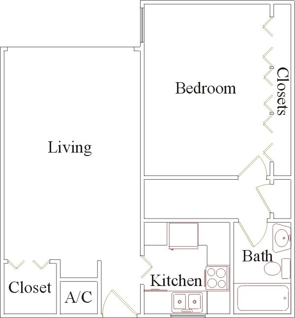 1BR/1BA - River Road Apartments