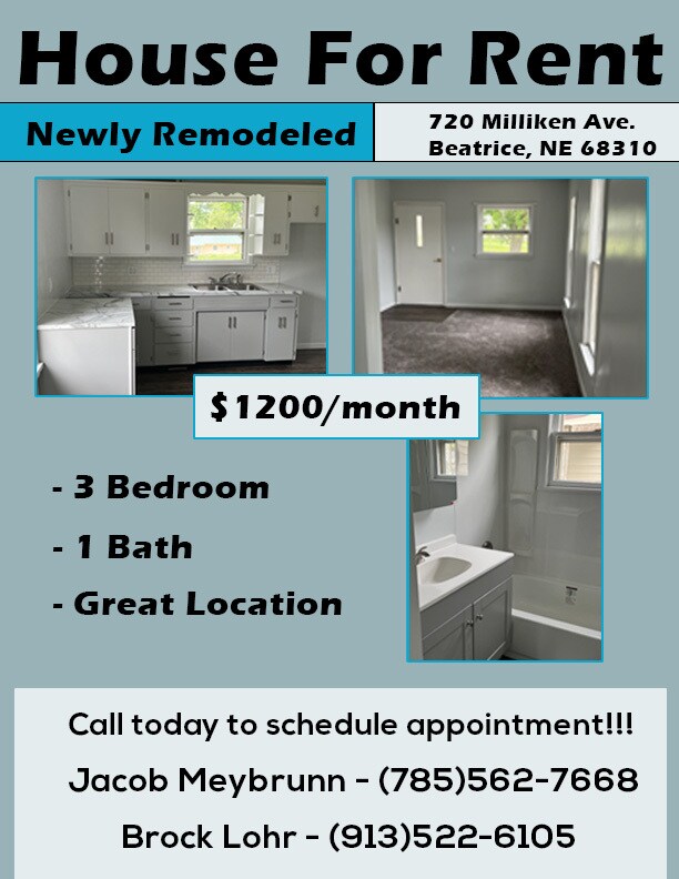 720 Millikin Ave, Beatrice, NE 68310 House Rental in Beatrice, NE