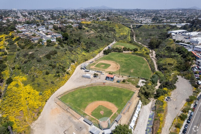 An elevated view of Sunshine Berardini Field located near Swan Canyon
