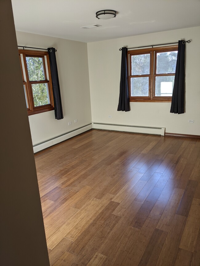 Bedroom with new flooring and curtains. - 509 Algonquin Rd