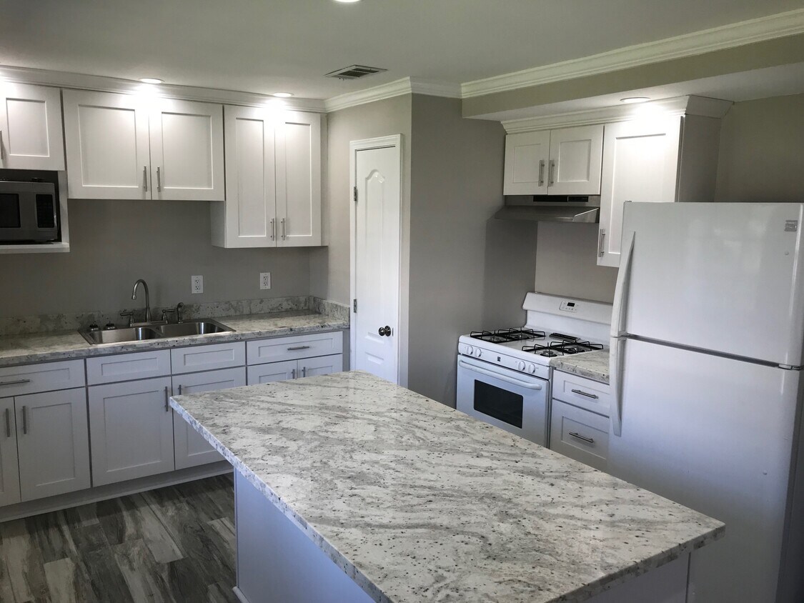 Kitchen, new ceramic floor tile, cabinets, and granite. All LED Lighting - 4443 Jacqueline Dr