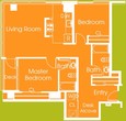 2 Bed 2 Bath  (1,142 sq ft) 