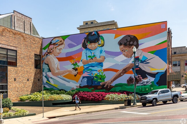 Murals fill downtown Johnson City and make for a welcoming and colorful atmosphere.