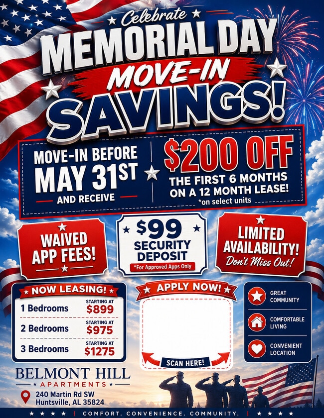Memorial Day Savings! - Belmont Hill Apartments