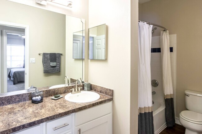 Cuarto de baño con amplio tocador y bañera - Reflections on Sweetwater Apartments
