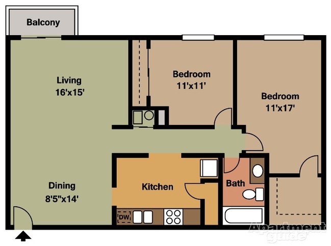 Drakewood Floor Plan - The Meadows of Gahl Terrace Apartments