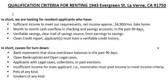 Qualification Criteria - 1943 Evergreen St