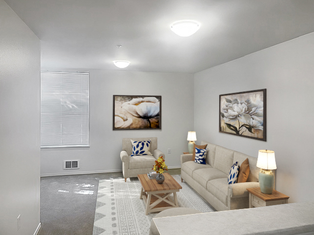 Model Living Room Set-Up Side - Esperanza - Affordable Senior Housing