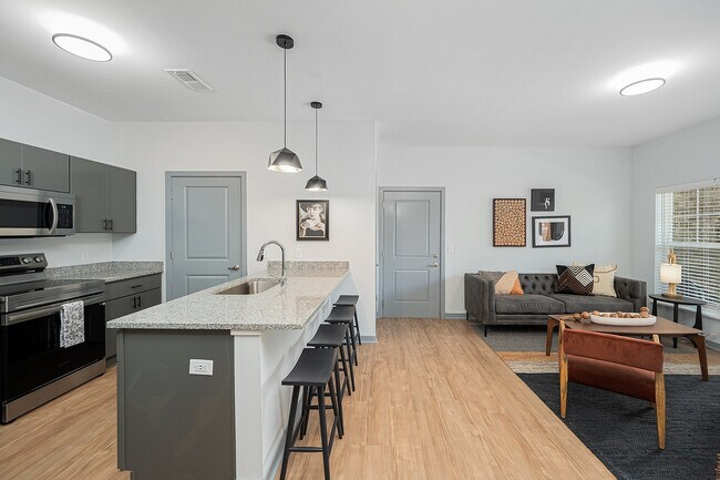 Planta abierta con gran barra de desayuno - The Retreat at Canal Apartments