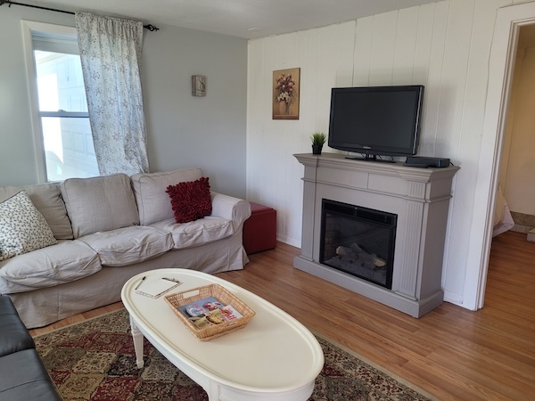 sunny living room with fireplace - 219 Lewis St