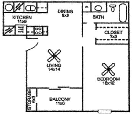 1 bedroom (Large) - Great Oaks Apartments