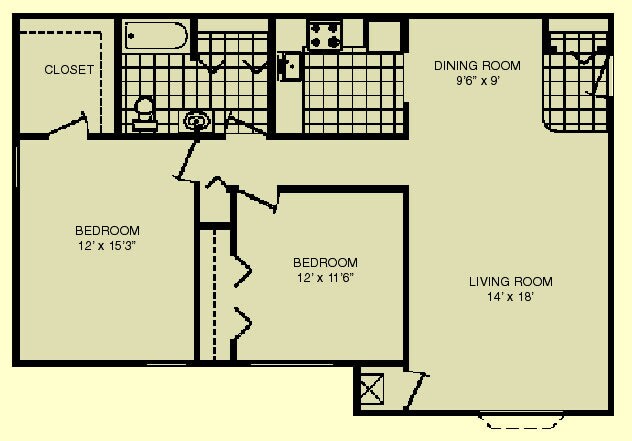 Windsor Place – 211 - 2 Bdrm, 1 Bath, 1st Floor