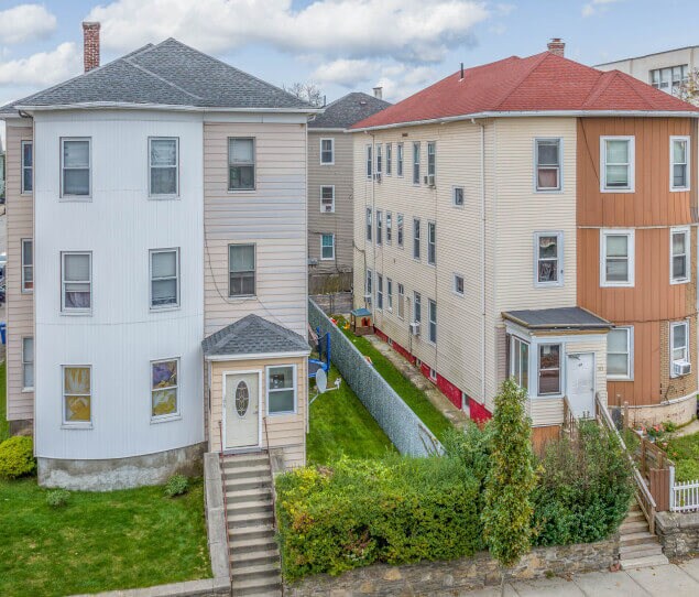 Some three-story apartments in Union Hill have interesting architecture.