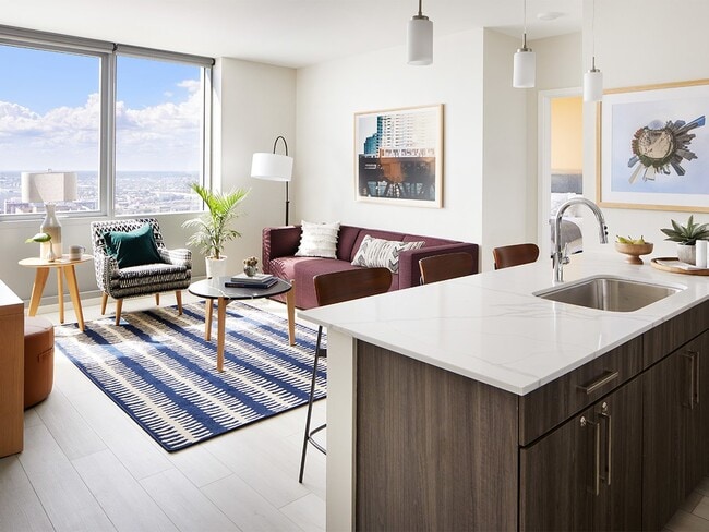 Two-Bedroom Living Room and Kitchen - Sentral Michigan Avenue