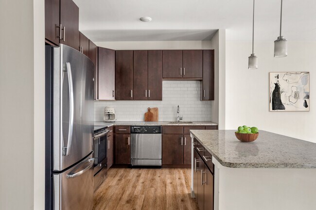 Los elegantes acabados de cocina y el almacenamiento inteligente mantienen su espacio hermoso y práctico. - River Birch at Watertown