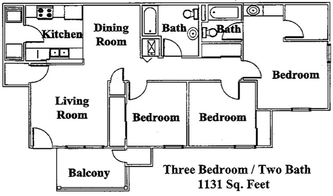 3BR/2BA - Clarksville Heights Apartments