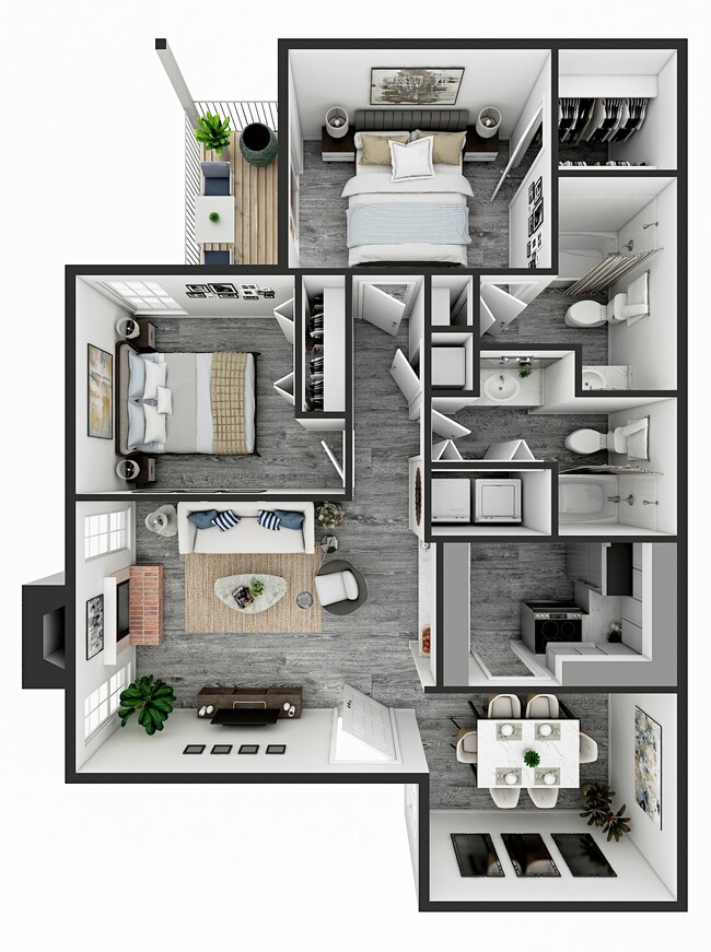 The Oak 950 sq ft - Jefferson Lakes Apartments