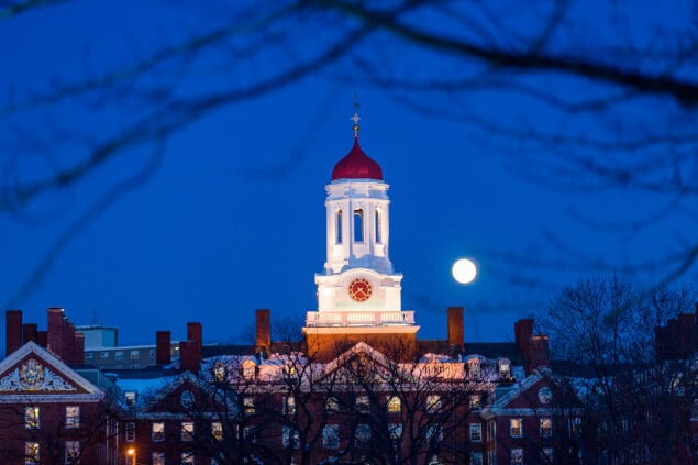 Harvard University in the moonlight