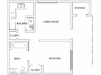 1 bed - 1 bath Efficiency