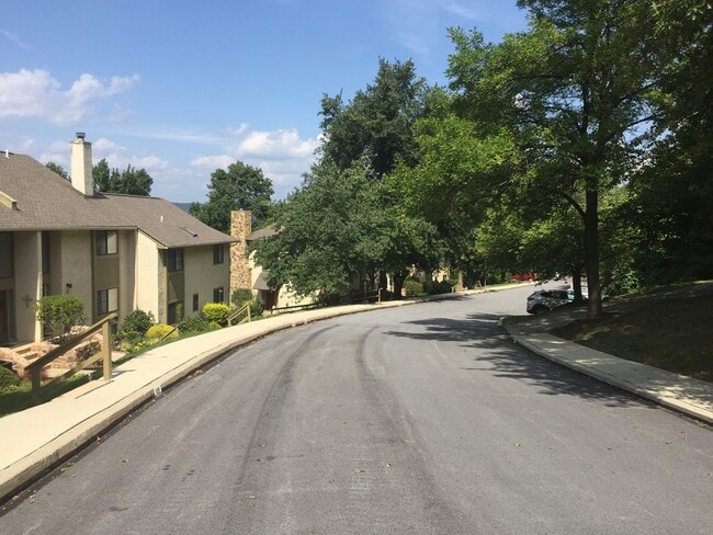 Lynetree Drive, looking east, offstreet parking on right, across from townhouses - 443 Lynetree Dr