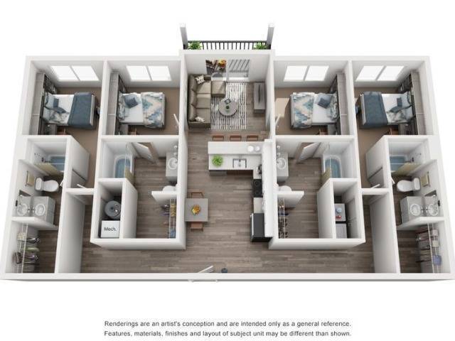 $630 unit C is the 3rd unit connected to living room. $635 unit D is on far right with hallway. - 1244 N Haven Dr