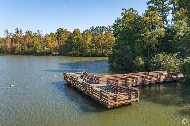 The dock in Clemmons provides a peaceful spot for fishing or simply enjoying the lake.