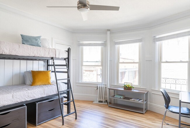 Room with bunk bed, table, and chair - 2510 Bancroft Way