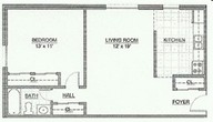 1 Bedroom, 1 Bath 625 sq. ft.