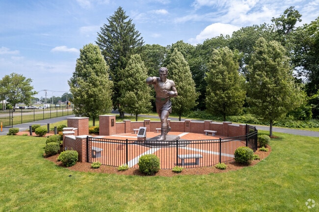 Brockton is the home town of boxing champion Rocky Marciano depicted in this statue.