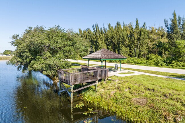 A pier on a Cooper City canal where residents relax or go fishing.