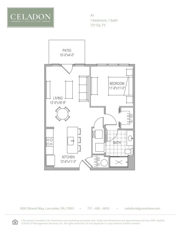 Plano de planta A1 - Celadon at Grandview Apartment Homes