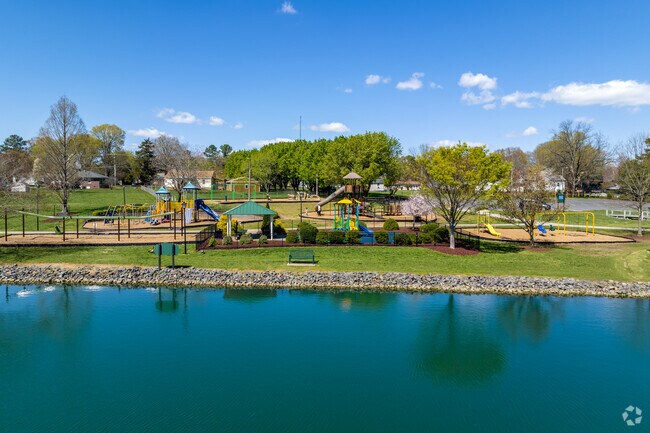 The large playground at Pineville Lake Park in Pineville, NC.