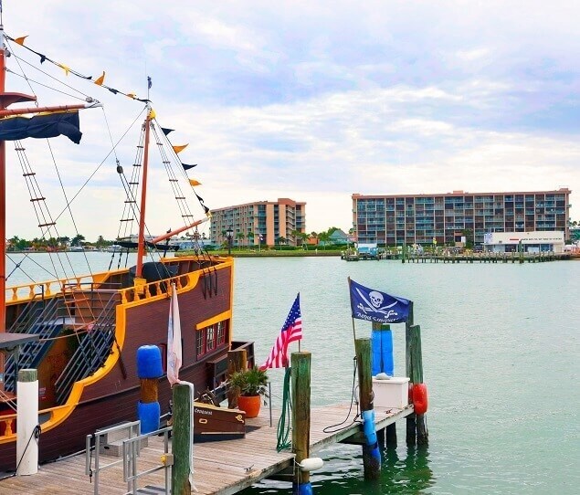 The Pirate Ship Royal Conquest provides two-hour cruises from John's Pass