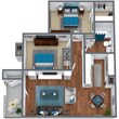 Two Bedroom One Bathroom, 867 SQFT