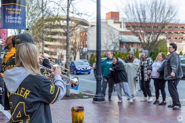 Residents enjoy the street music during First Fridays in downtown Lancaster.