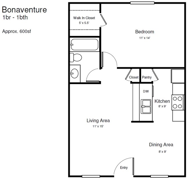 1BR/1BA - Bonaventure Apartments