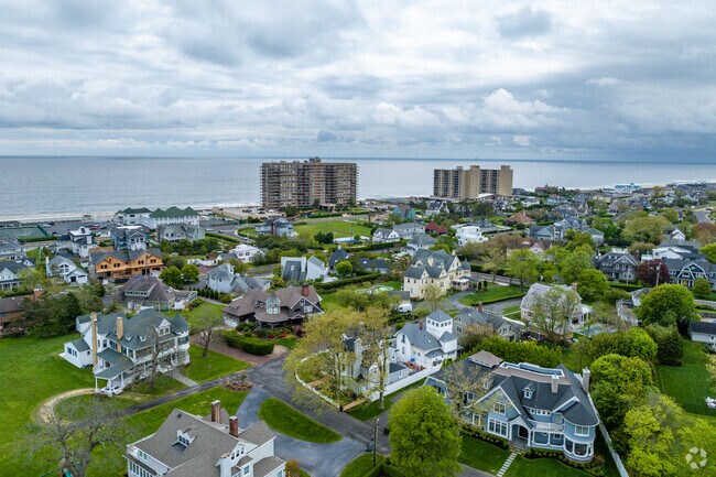 High-rise condominiums in Monmouth Beach on the ocean are local landmarks.