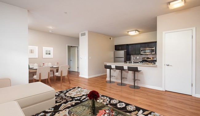 Apartments bellamente renovados de cocina que se abre a la sala de estar - Monterey Grove