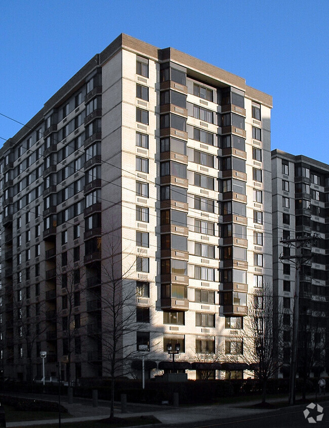 View from the northwest across Prospect Avenue - World Plaza North