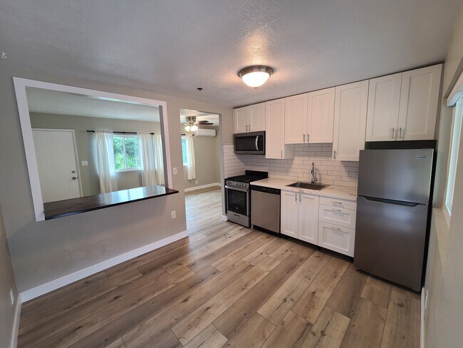 fully renovated kitchen with new stainless steel appliances - 1352 Helix St