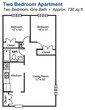 2 Bedroom, 1 Bath 730 sq. ft.