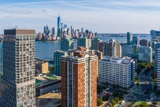 Aerial views of Parkside West, located steps from the waterfront and PATH to NYC - Newport Rentals