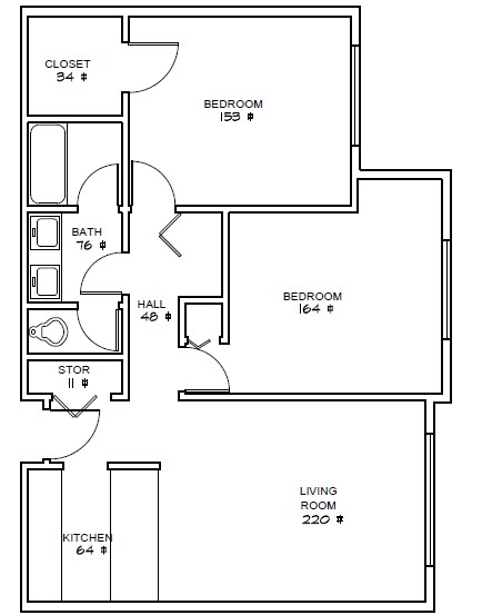 2BR/1BA - Hillview Apartments