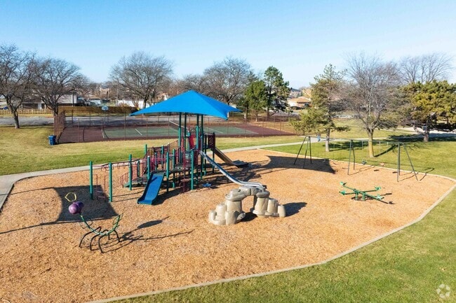 Founders Park has a large playground and tennis courts.