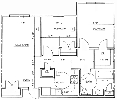 2BR/1BA - RiverView Apartments