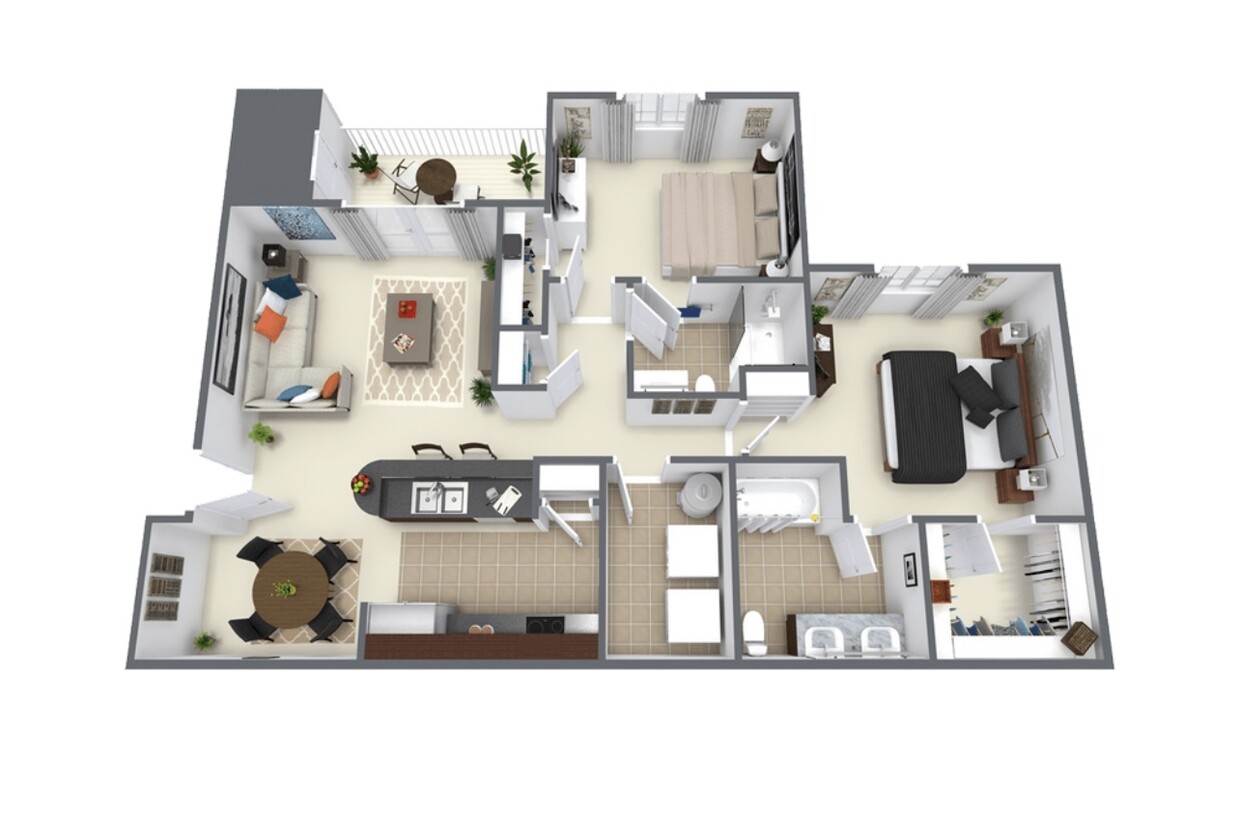 3D view of the apartment - 5825 Coastal Pointe Dr