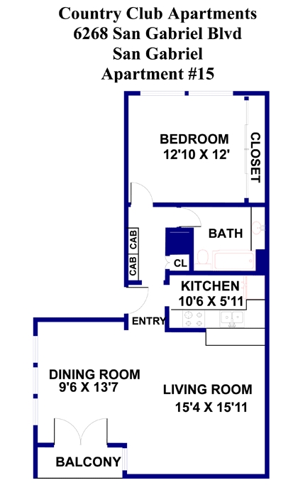 1BA/1BA - Country Club Apartments