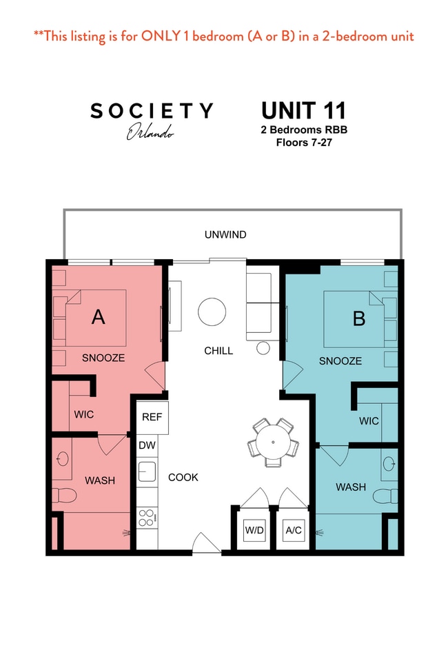 Unit 11_Floors 7-27_B9_RBB - Society Orlando Apartments