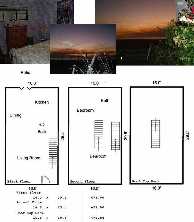 El plano de planta indica que la planta superior cuenta con una terraza privada en la azotea. - 3512 Pacific Ave