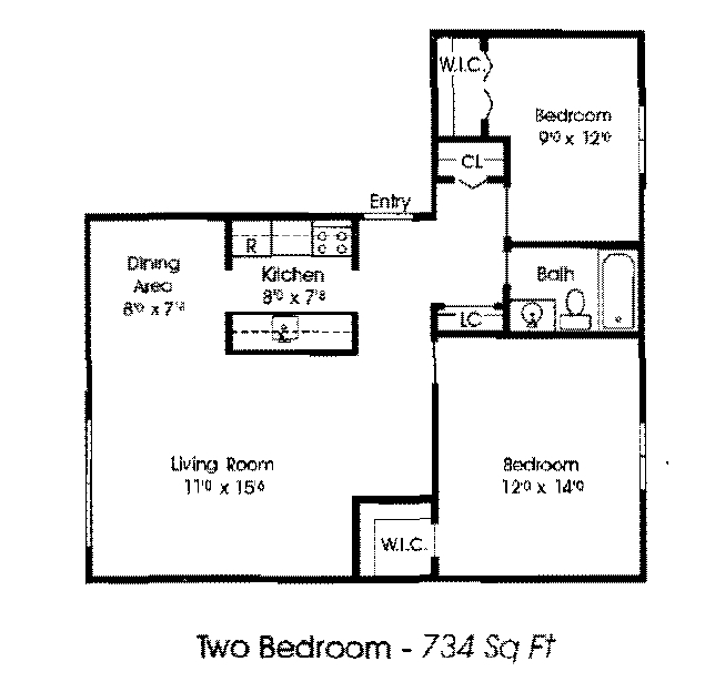 Plano de planta - Riverwood Apartments